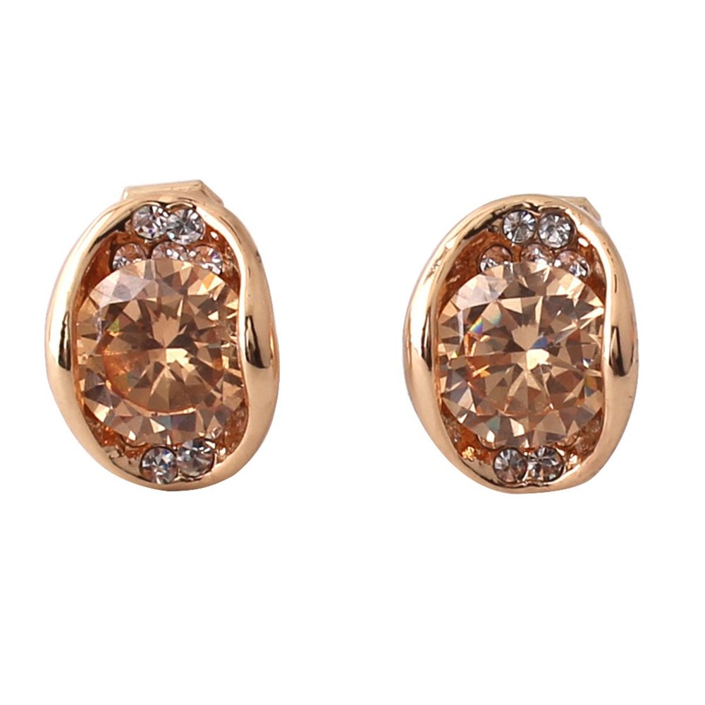 Grace Jun Bridal Gold Plated AAA CZ Rhinestone Clip on Earrings Non Piercing for Women Ear Clip