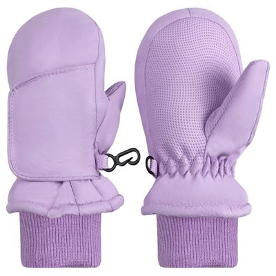 N'Ice Caps Kids Waterproof Snow Mittens Cold Weather Thinsulate Insulated (4-5 Years, Lavender)