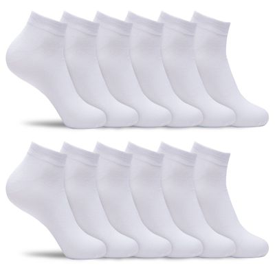 E2 Project Mens 12 Pack Bulk of Ultra Thin & Lightweight Ankle Socks (White, Large, Shoe Size: 8-12, Sock Size 10-13)