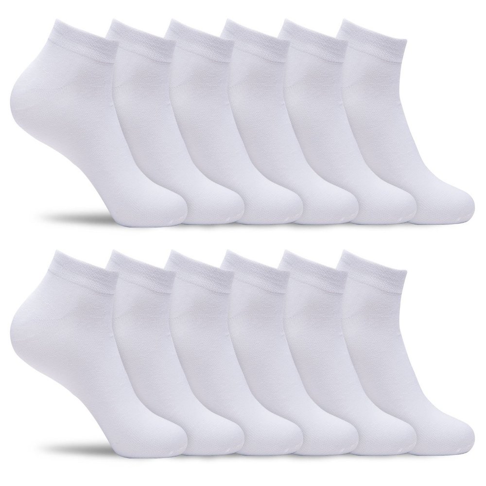 E2 Project Mens 12 Pack Bulk of Ultra Thin & Lightweight Ankle Socks (White, Large, Shoe Size: 8-12, Sock Size 10-13)