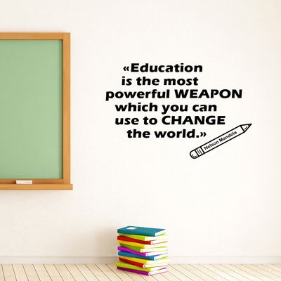 Education is The Most Powerful Weapon Decal Vinyl Lettering Nelson Mandela Quote Sticker Study Art School Decorations College Dorm Library Classroom Motivational Wall Decor ed7