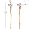 Grace Jun Bridal Luxury Gold Plated CZ Long Tassel Colver Shape Clip on Earrings No Pierced for Women Ear Clip view 3