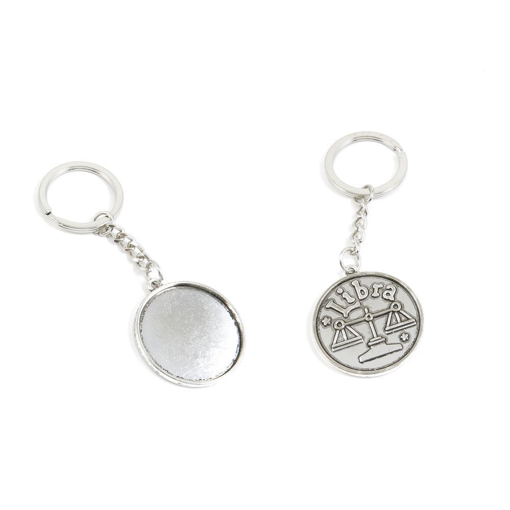 1 Pieces Keychain Keyring Door Car Key Chain Ring Tag Charms Supply E7XG2A Aquarius Round Cabochon