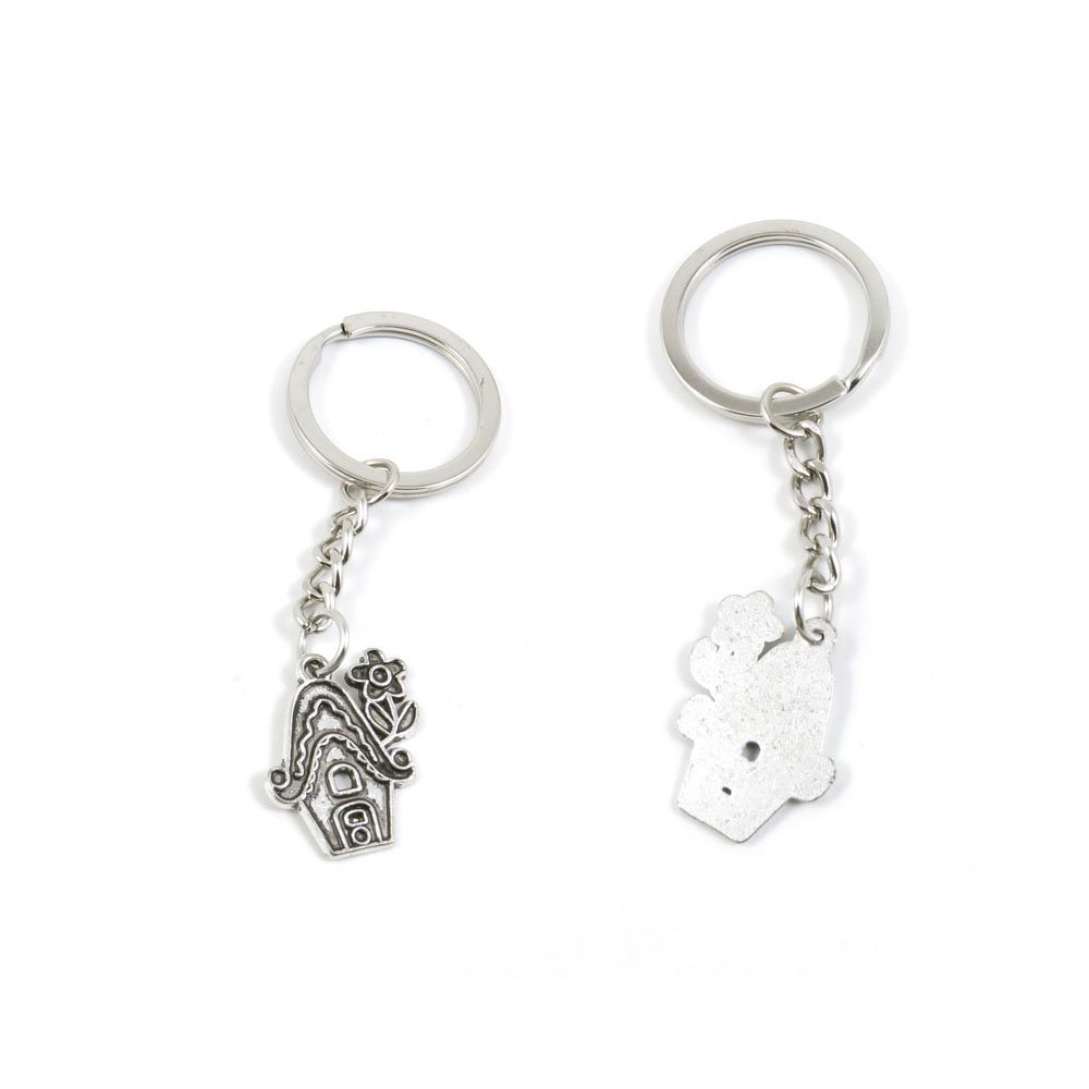 10 Pieces Keychain Keyring Door Car Key Chain Ring Tag Charms Supply U1WR3P Cartoon Elf House