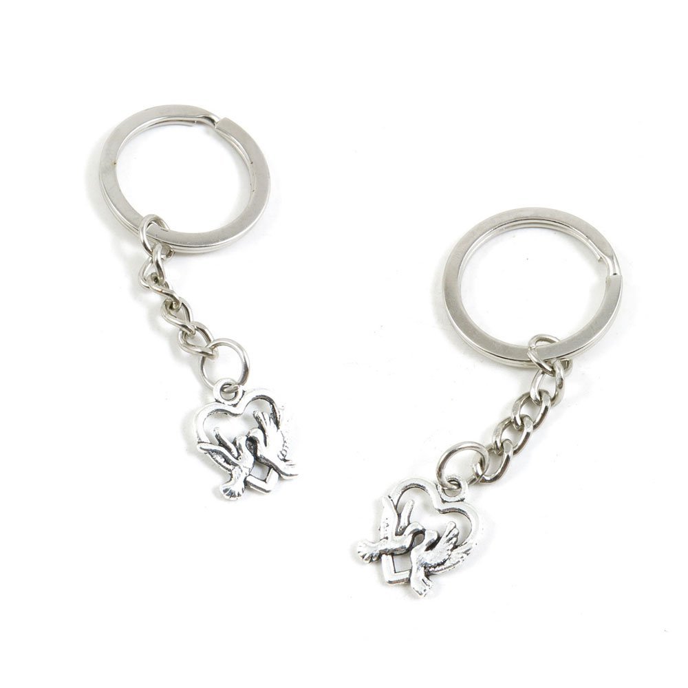10 Pieces Keychain Keyring Door Car Key Chain Ring Tag Charms Supply S0WU9Z Dove Pigeon Love Heart