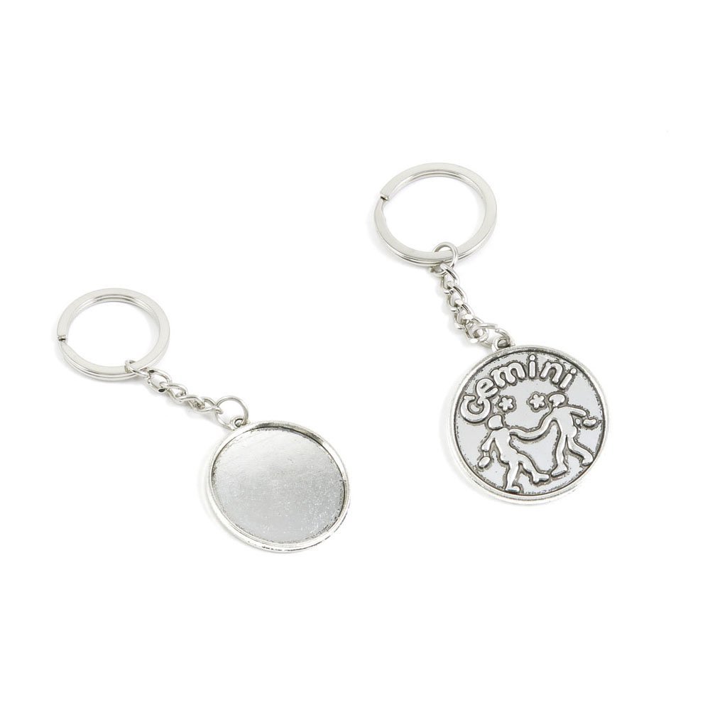 10 Pieces Keychain Keyring Door Car Key Chain Ring Tag Charms Supply A0AE5P Gemini Round Cabochon