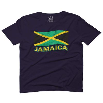 0052. Carribean Outfit Jamaica Jamaican National Country Flag for Men T Shirt (Navy Blue, 2X-Large)