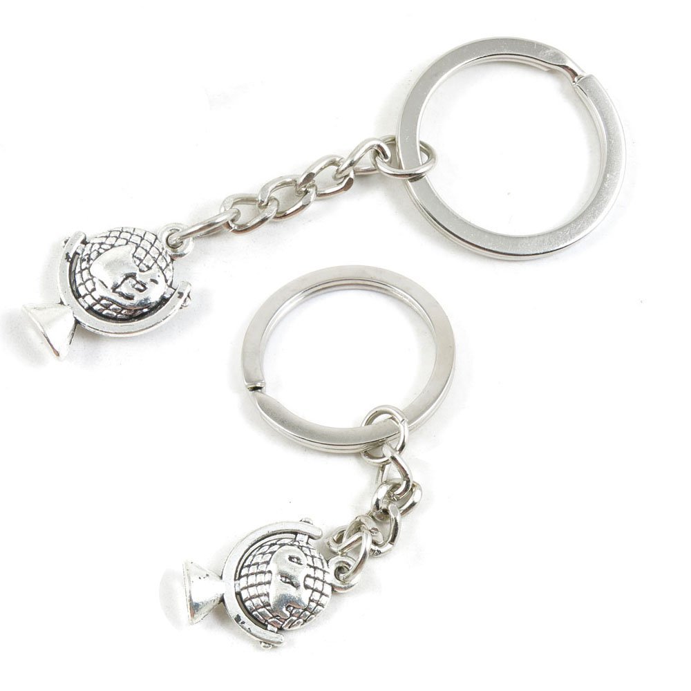 50 Pieces Keychain Keyring Door Car Key Chain Ring Tag Charms Supply D7SL6M Globe