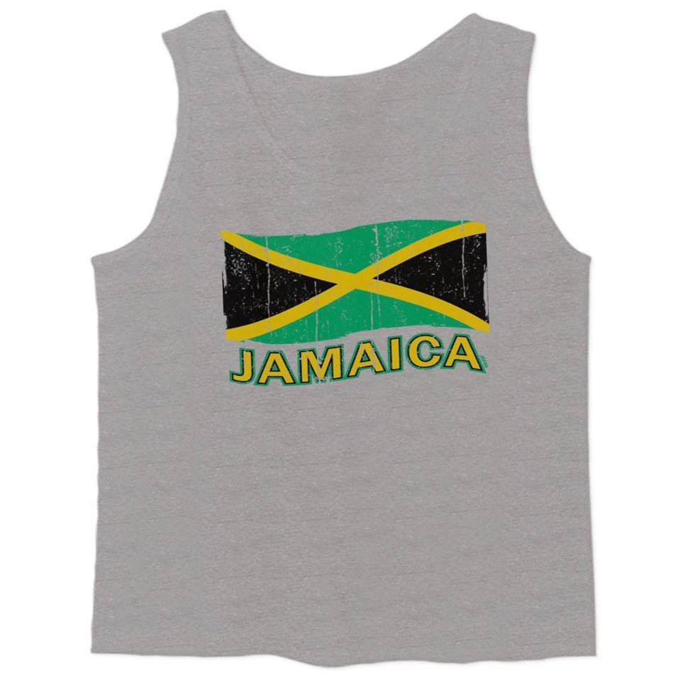 0052. Carribean Outfit Jamaica Jamaican National Country Flag Men's Tank Top (Light Gray Medium)