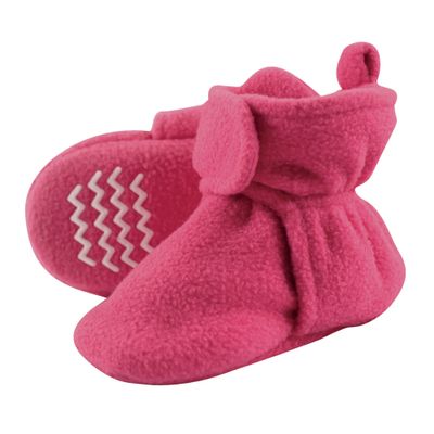 Hudson Baby Unisex Cozy Fleece Booties, Dark Pink, 6-12 Months