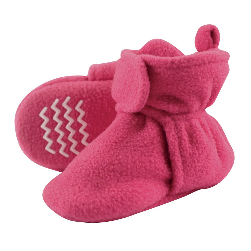 Hudson Baby Unisex Cozy Fleece Booties, Dark Pink, 6-12 Months