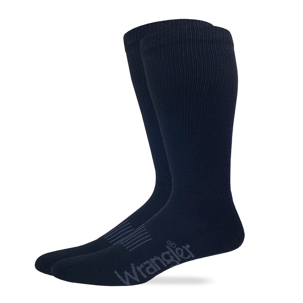 Wrangler Mens Ultra Dri Seamless Toe Western Boot Socks 1 Pair Pack (US, Alpha, Medium, Regular, Regular, Black)