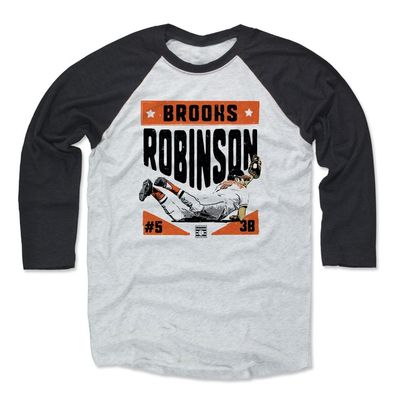 500 LEVEL Brooks Robinson 3/4 Sleeve T-Shirt (Baseball Tee, Large, Black/Ash) - Brooks Robinson Dive O