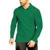 NeedBo Men's Long Sleeve Casual Solid Golf Polo Shirt (Small, Irish Green) view 2