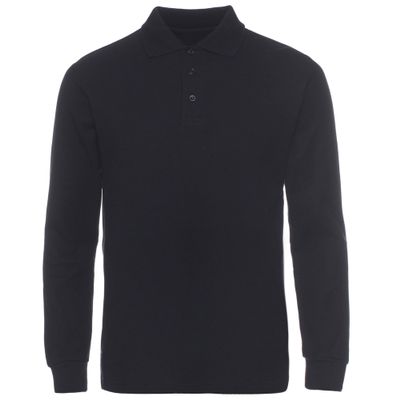 NeedBo Men's Long Sleeve Casual Solid Golf Polo Shirt (Medium, Black)