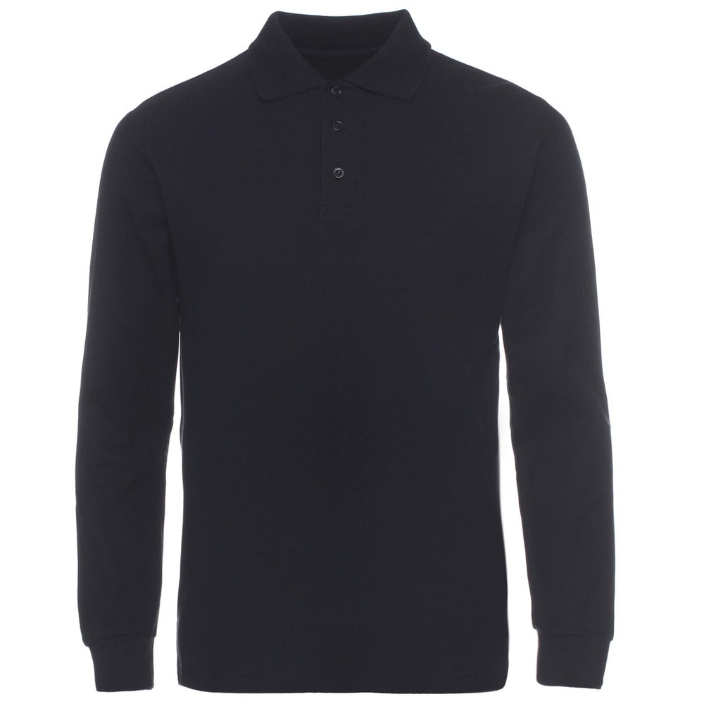 NeedBo Men's Long Sleeve Casual Solid Golf Polo Shirt (Medium, Black)
