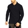 NeedBo Men's Long Sleeve Casual Solid Golf Polo Shirt (Medium, Black) view 2