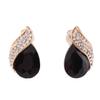 Grace Jun Gold Plated Big Black Crystal Rhinestone Clip on earrings for Women Party Ear Clip view 1