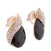 Grace Jun Gold Plated Big Black Crystal Rhinestone Clip on earrings for Women Party Ear Clip view 2