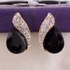 Grace Jun Gold Plated Big Black Crystal Rhinestone Clip on earrings for Women Party Ear Clip view 3