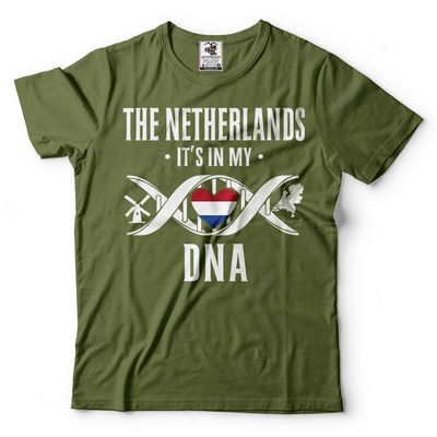 Silk Road Tees The Netherlands T-Shirt Netherlands Patriotic Heritage Tee Shirt X-Large Military Green