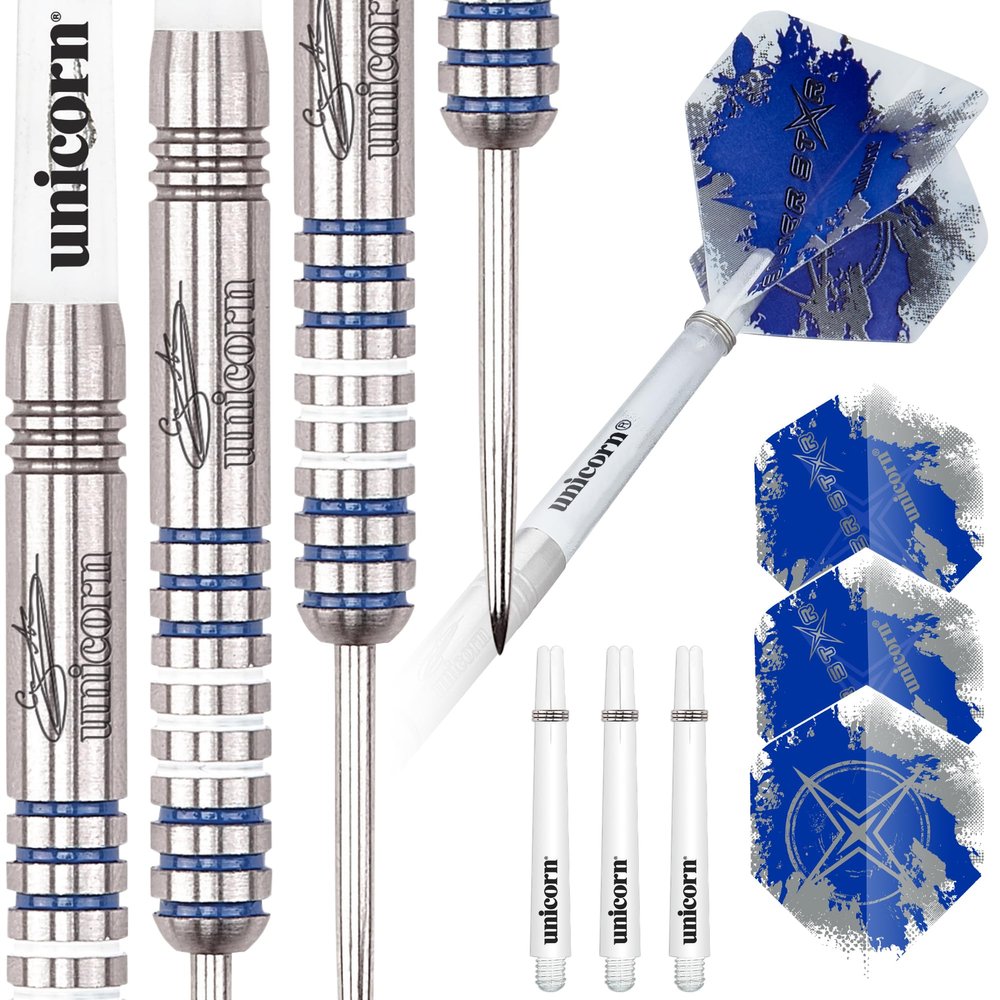 Unicorn Darts Men's Silver Star 80% Tungsten, Gary Anderson Darts, Silver, 23 g