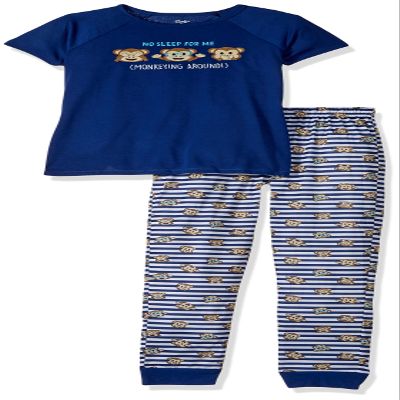 Candie's Girls' Big Tee and Legging Set, Navy/Navy Stripes, M