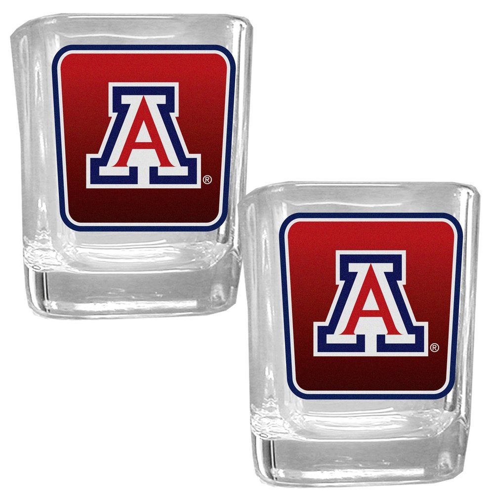 NCAA Siskiyou Sports Fan Shop Arizona Wildcats Square Glass Shot Glass Set 2 pack Team Color
