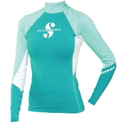 SCUBAPRO Women's T-Flex UPF 80 Rash Guard Diving Shirt, Long-Sleeve, X-Large, Caribbean Teal