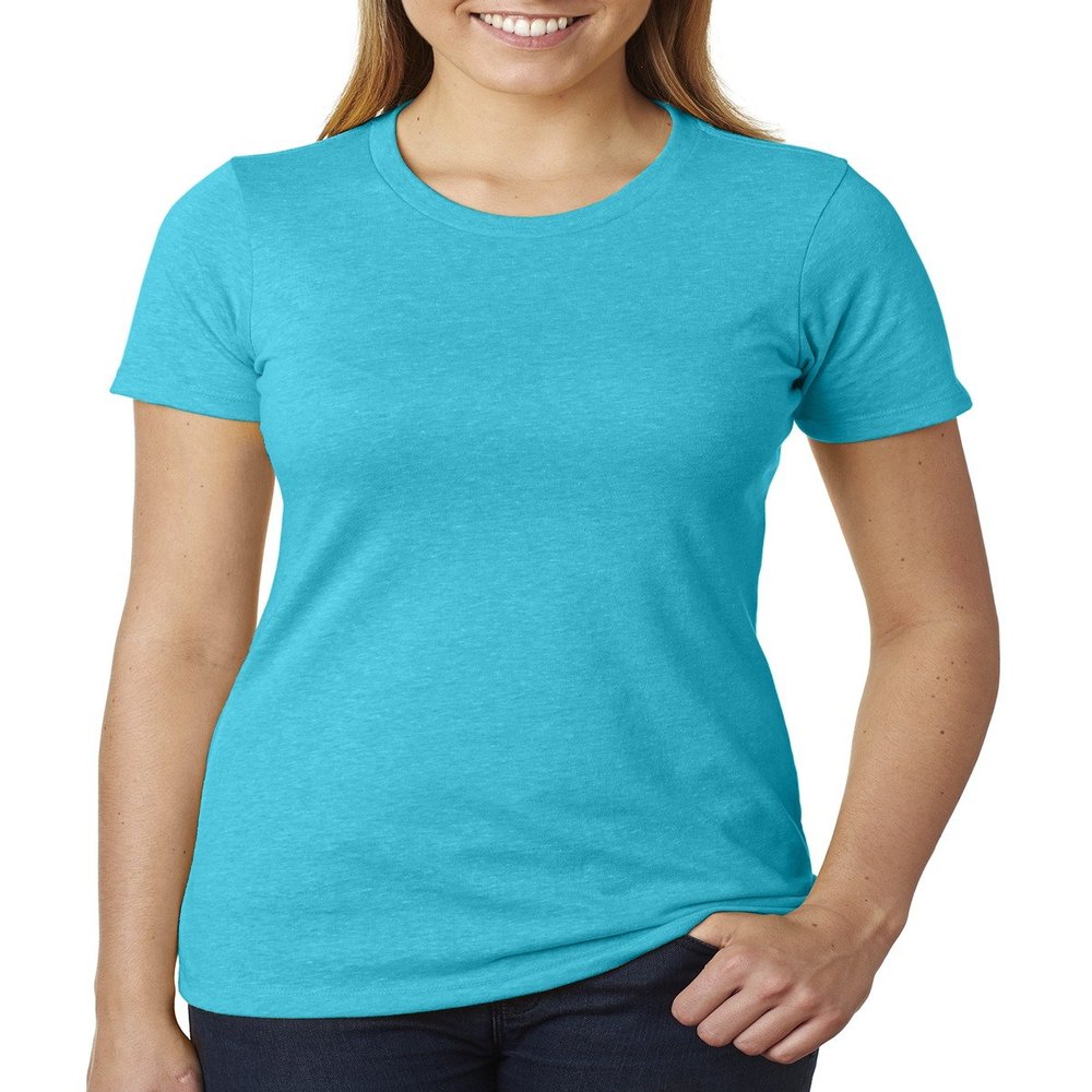 Next Level Ladies CVC T-Shirt - BONDI BLUE - L - (Style # 6610 - Original Label)