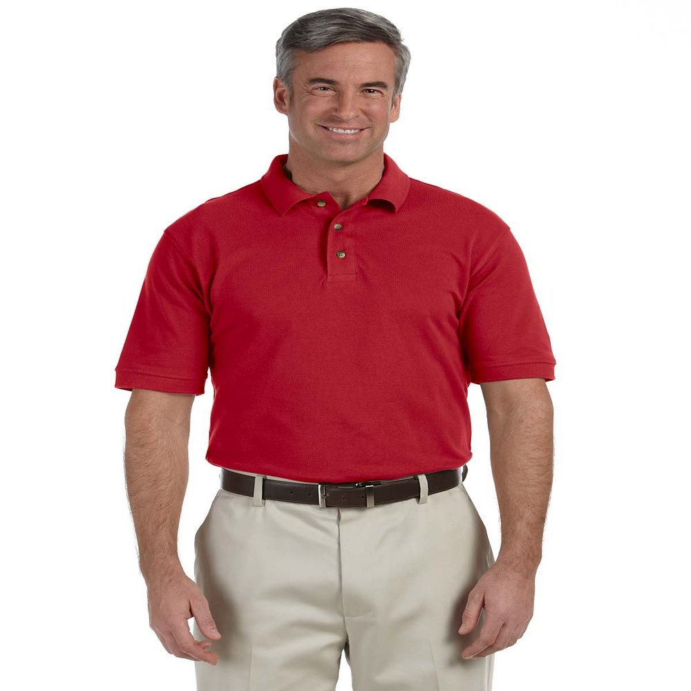 Harriton Mens 6 Oz Ringspun Cotton Piqu Short-Sleeve Polo - Red - XL - (Style # M200 - Original Label)