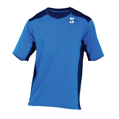SCUBAPRO Men's Channel Flow UPF 50 Rash Guard Diving Shirt, Short-Sleeve, Medium, Aegean Blue
