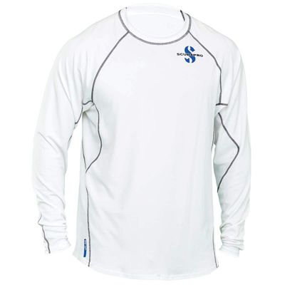 SCUBAPRO Men's UPF 50 Channel Flow Long Sleeve Rash Guard (Small, Ice) White