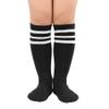Zando Kid Soccer Socks Three Stripe Knee High Youth Softball Baseball Tube Compression Athletic Socks Children Halloween Cosplay for Boys Baby Girls Stockings 1 Pairs Black White 4-6 Years view 1