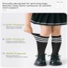 Zando Kid Soccer Socks Three Stripe Knee High Youth Softball Baseball Tube Compression Athletic Socks Children Halloween Cosplay for Boys Baby Girls Stockings 1 Pairs Black White 4-6 Years view 2