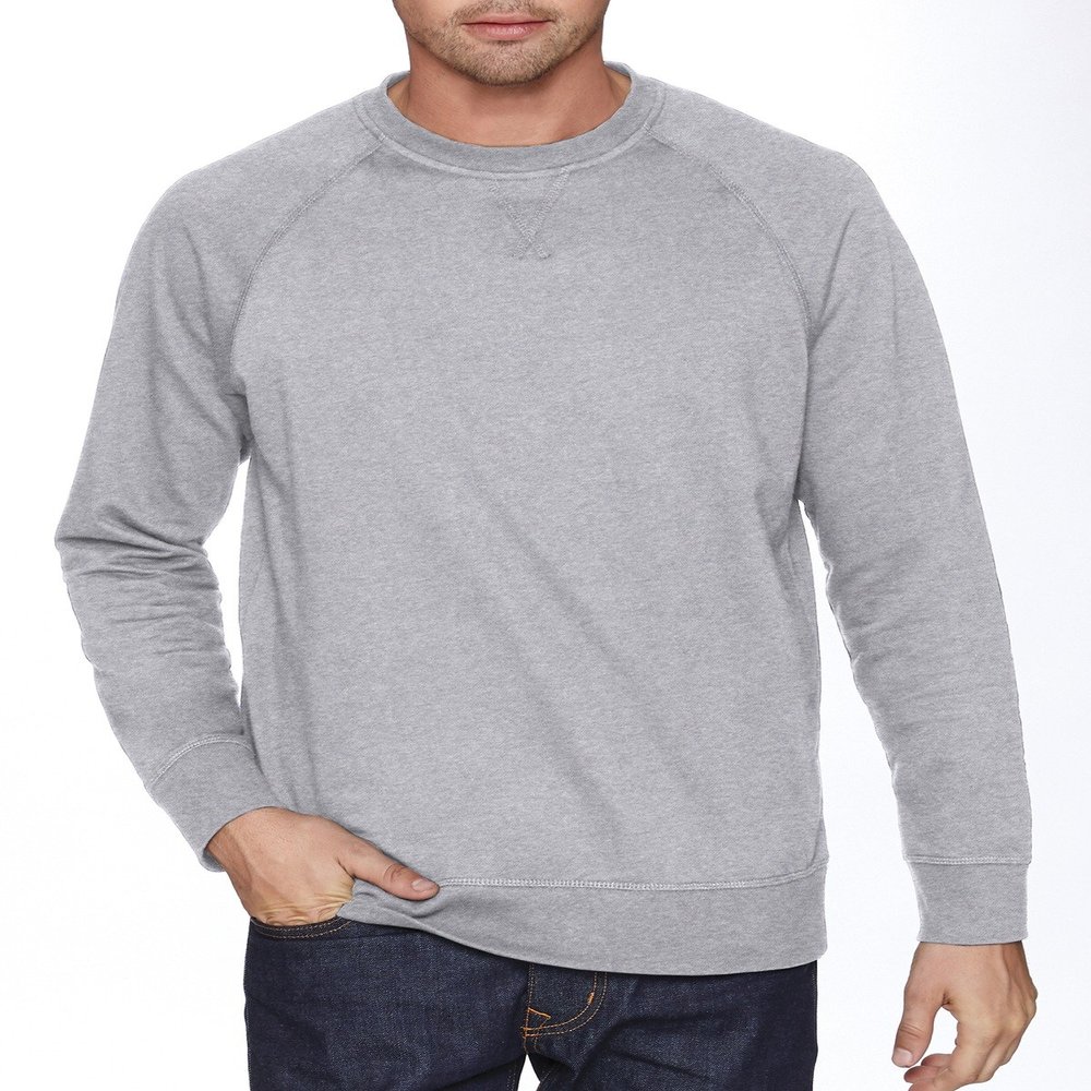 Next Level Adult French Terry Raglan Crew - Heather Gray - S - (Style # N9000 - Original Label)