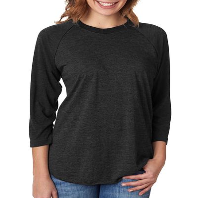 Next Level Unisex Triblend 3/4-Sleeve Raglan - VIN BLK/ VIN BLK - M - (Style # 6051 - Original Label)