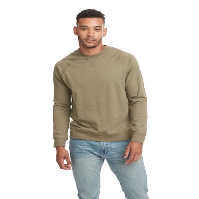 Next Level Adult French Terry Raglan Crew - Military Green - L - (Style # N9000 - Original Label)