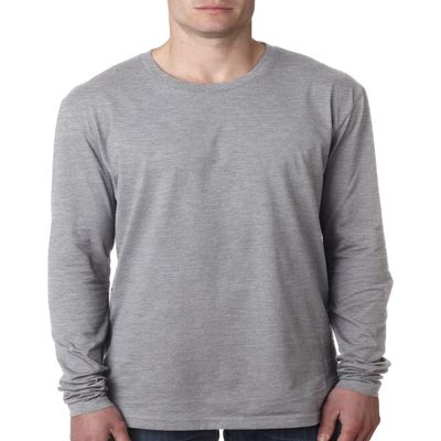 Next Level Mens Cotton Long-Sleeve Crew - HEATHER GRAY - M - (Style # N3601 - Original Label)