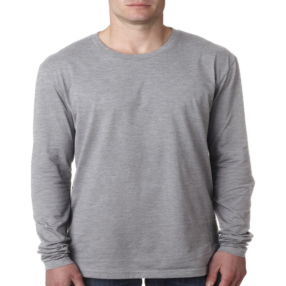 Next Level Mens Cotton Long-Sleeve Crew - HEATHER GRAY - M - (Style # N3601 - Original Label)