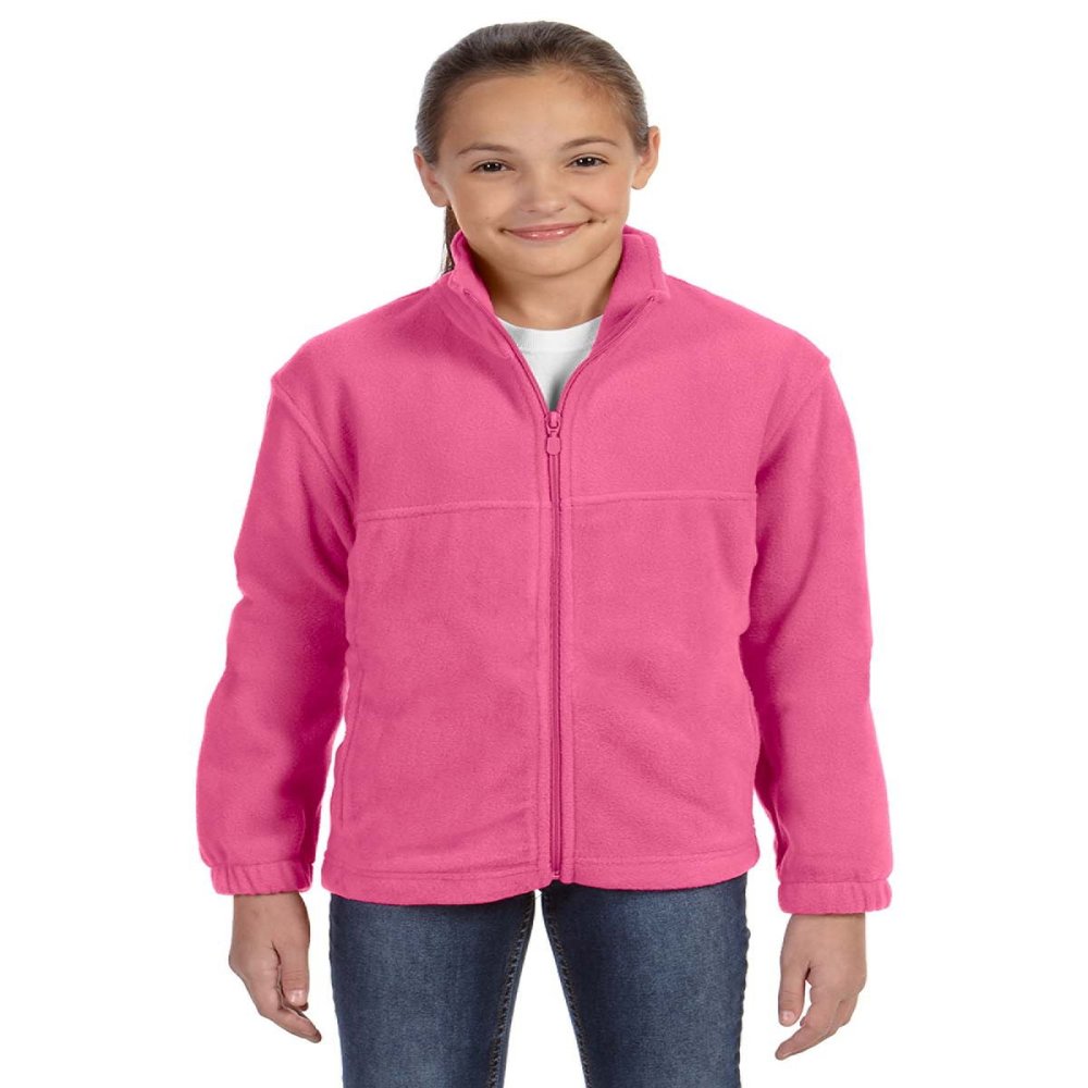 Harriton Youth 8 Oz Full-Zip Fleece - Charity Pink - M - (Style # M990Y - Original Label)