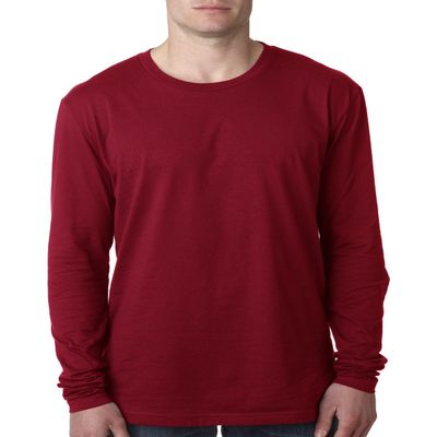 Next Level Mens Cotton Long-Sleeve Crew - Cardinal - 2XL - (Style # N3601 - Original Label)