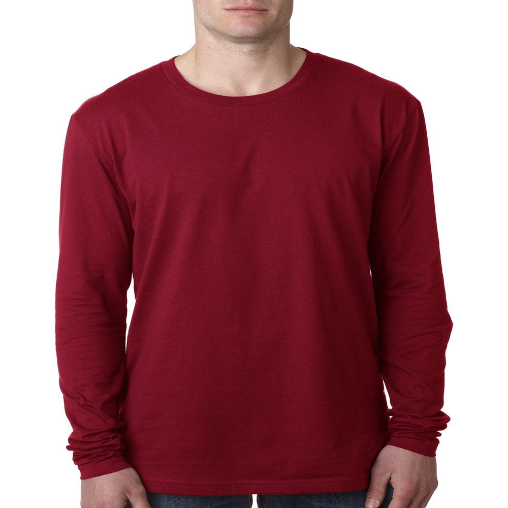 Next Level Mens Cotton Long-Sleeve Crew - Cardinal - 2XL - (Style # N3601 - Original Label)