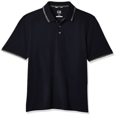 Cutter & Buck Men's 35+ UPF Lightweight Cotton Advantage Tipped Polo Shirt Shirt, Liberty Navy, Small