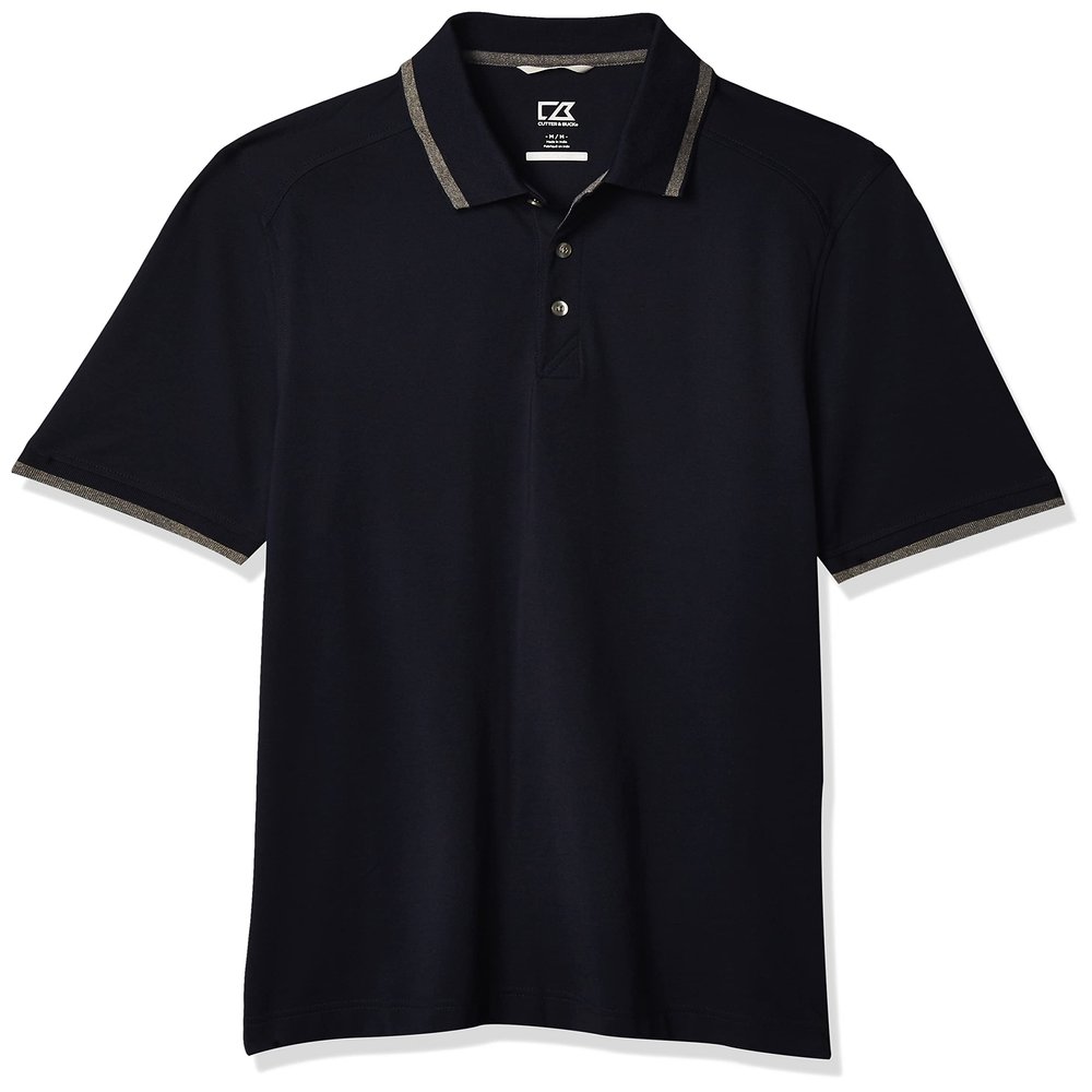 Cutter & Buck Men's 35+ UPF Lightweight Cotton Advantage Tipped Polo Shirt Shirt, Liberty Navy, Small
