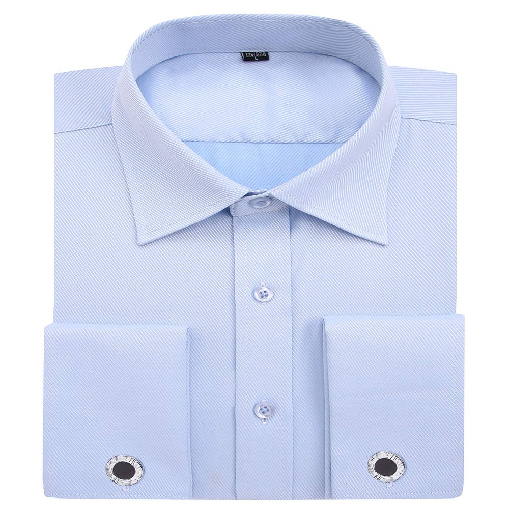 Alimens & Gentle French Cuff Regular Fit Dress Shirts (Cufflink Included) Blue
