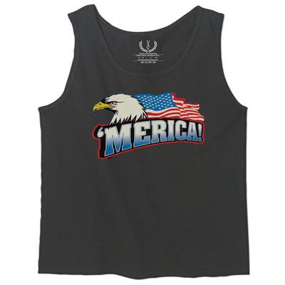 0055. Merica Eagle USA American Flag United States America Men's Tank Top (Charcoal, X-Large)