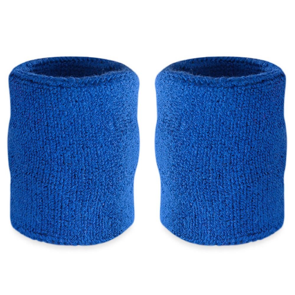 Suddora Arm Sweatbands, Absorbent and Breathable Thick Cotton Bands for Working Out, Gymnastics, Basketball, Tennis, and Football, Multiuse 4-inch Wristbands for Costumes and Cosplay, Blue