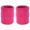 Suddora Arm Sweatbands, Absorbent and Breathable Thick Cotton Bands for Working Out, Gymnastics, Basketball, Tennis, and Football, Multiuse 4-inch Wristbands for Costumes, Neon Pink view 1