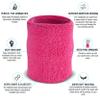 Suddora Arm Sweatbands, Absorbent and Breathable Thick Cotton Bands for Working Out, Gymnastics, Basketball, Tennis, and Football, Multiuse 4-inch Wristbands for Costumes, Neon Pink view 2